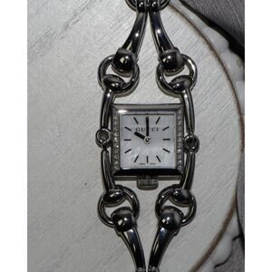 GUCCI Signoria Diamond Horsebit Bracelet Mother of Pearl Women's Watch 50.4G